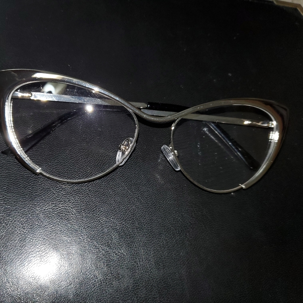 Elegant Silver Anti Blue Light Cat-Eye Glasses - New Without Tags - Picture 4 of 5